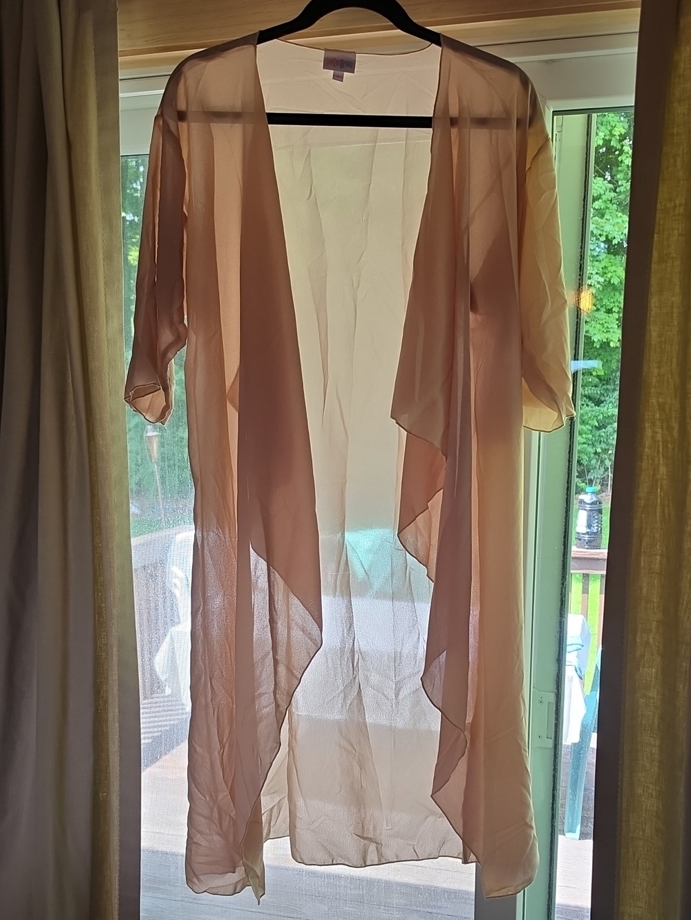 LuLaRoe Sheer Blush Pink Chiffon Duster Robe Cover Up